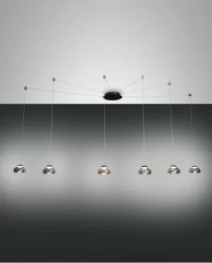 Image of Arabella LED Cluster Pendant Ceiling Light Transparent Grey Glass