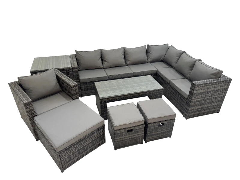 Image of Fimous Garden Furniture Set with Chair 3 Stool Side Table Dark Grey Mixed Dark Grey Unisex
