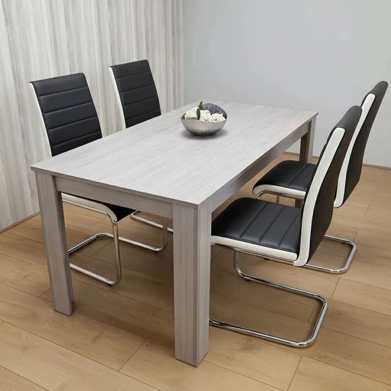Image of Kosy Koala Dining Table With 4 Chairs Grey Dining Set With 4 Black Chairs Dining Furniture
