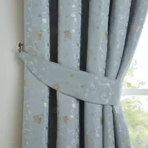Image of Curtina Renata Floral Jacquard Weave Curtain Tie Back, Duck Egg, Pair