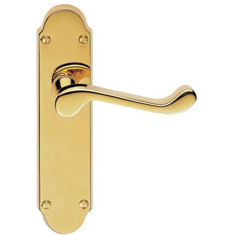 Image of Loops PAIR Victorian Upturned Handle on Latch Backplate 170 x 42mm Stainless Brass Metallics