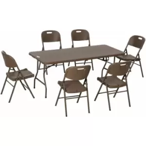 Image of Outsunny - Outsuny hdpe Molding Design Resin Rattan Dining Set, Foldable Table & Chairs - Dark brown
