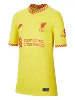 Image of Nike Liverpool Fc 3rd Junior 21/22 Short Sleeved Shirt, Yellow, Size L