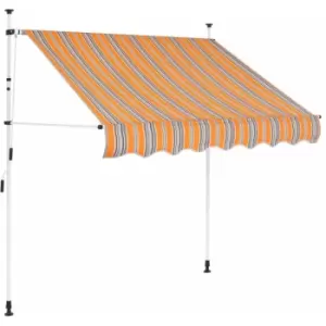 Image of Manual Retractable Awning 150cm Yellow and Blue Stripes Vidaxl Multicolour
