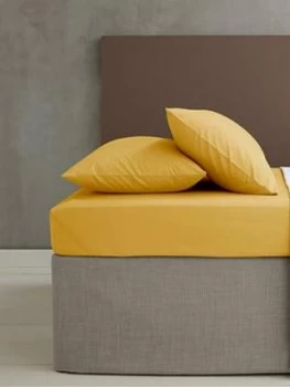 Image of Catherine Lansfield Easy Iron Percale Fitted Sheet ; Ochre