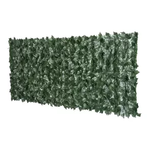 Image of Outsunny Artificial Leaf Screen Panel, 2.4x1 m-Dark Green