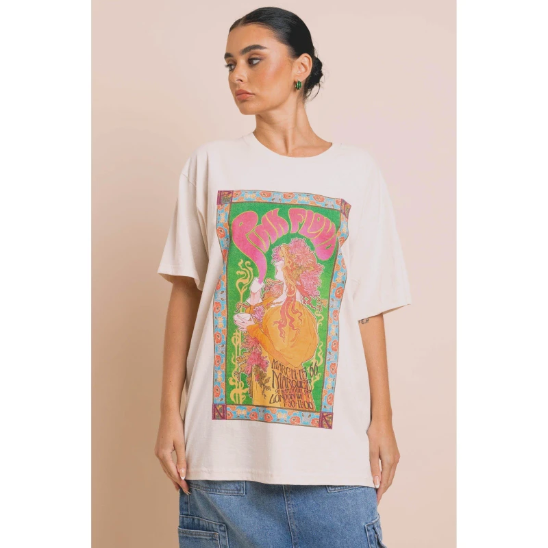 Image of Daisy Street Pink Floyd T-Shirt - Cream Cream 8