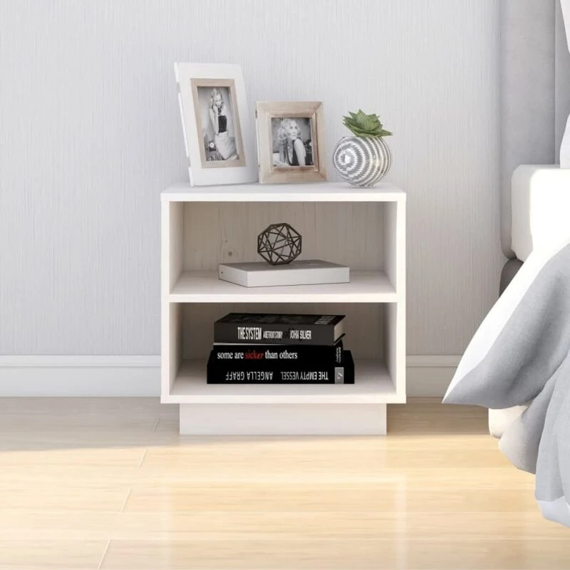 Image of VIDAXL Bedside Cabinet White 40x34x40cm Solid Wood Pine Vidaxl 8720286840245