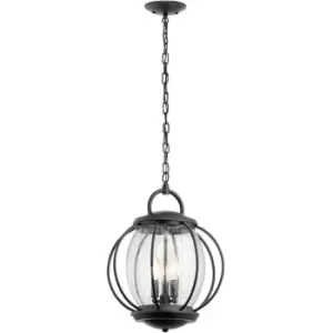 Image of Vandalia - 3 Light Medium Outdoor Ceiling Chain Lantern Black, E14 - Elstead
