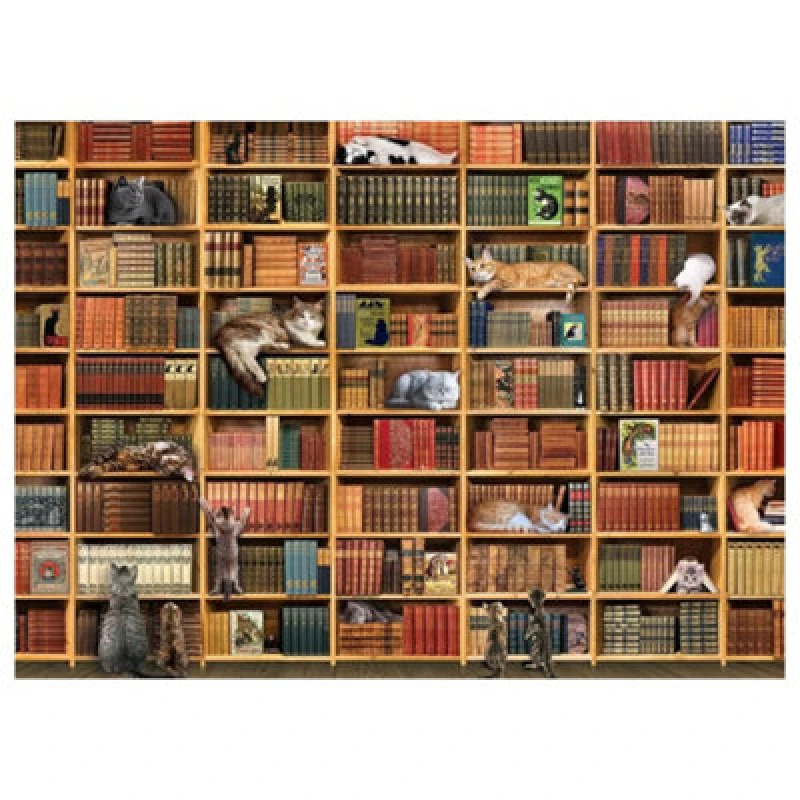 Image of Cheatwell Games The Cat Library Jigsaw Puzzle 1000 Pieces Multi