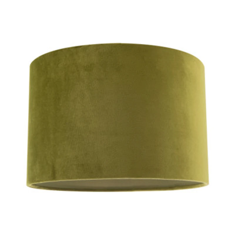 Image of Happy Homewares Soft Velvet Olive Green Fabric Round Lamp Shade For Table Or Pendant