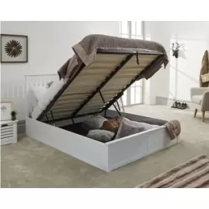 Image of Como Wooden Ottoman Lift Up Storage Bed - White - 5ft Kingsize 150 x 200