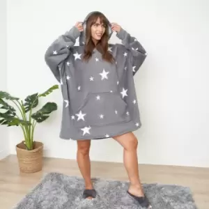 Image of Dreamscene Star Hoodie Blanket Wearable Sherpa Oversized Sweatshirt Charcoal