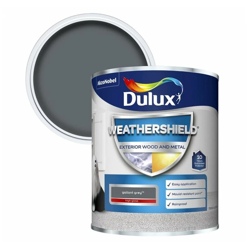 Image of DULUX RETAIL Dulux Weathershield Exterior Gloss Paint - Gallant Grey - 750ml 504175