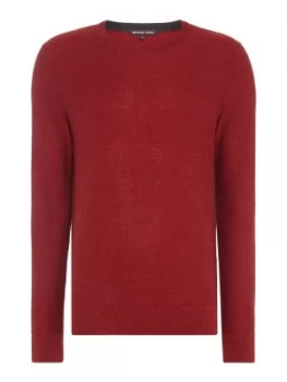 Image of Mens Michael Kors Textured wool mix crew neck jumper Red