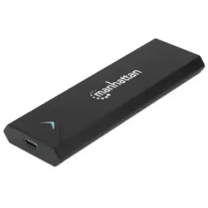 Image of Manhattan M.2 NVMe SSD Enclosure USB-C Female Connection 10 Gbps (USB 3.2 Gen2 aka USB 3.1) UASP-compliant SuperSpeed+ USB Aluminum Black Three Year W