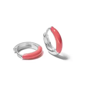 Image of Daisy London 925 Sterling Silver Coral Huggie Hoop Earrings Sterling Silver