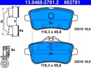 Image of ATE Brake pad set MERCEDES-BENZ 13.0470-2781.2 0064204020,0064204120,0074208220 0074208320,A0064204020,A0064204120,A0074208220,A0074208320