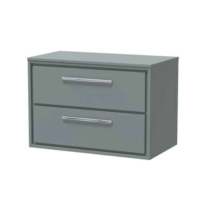 Image of Balterley 800mm Wall Hung 2-Drawer Vanity with Worktop - Coastal Grey Grey Unisex