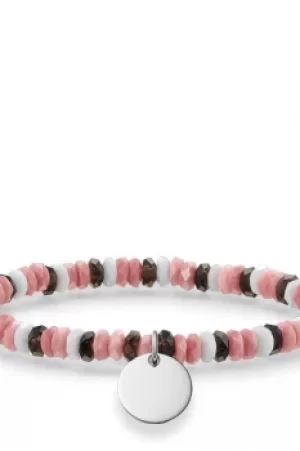 Image of Ladies Thomas Sabo Sterling Silver Love Bridge Boho Hot Pink Bracelet LBA0026-833-7-L15.5