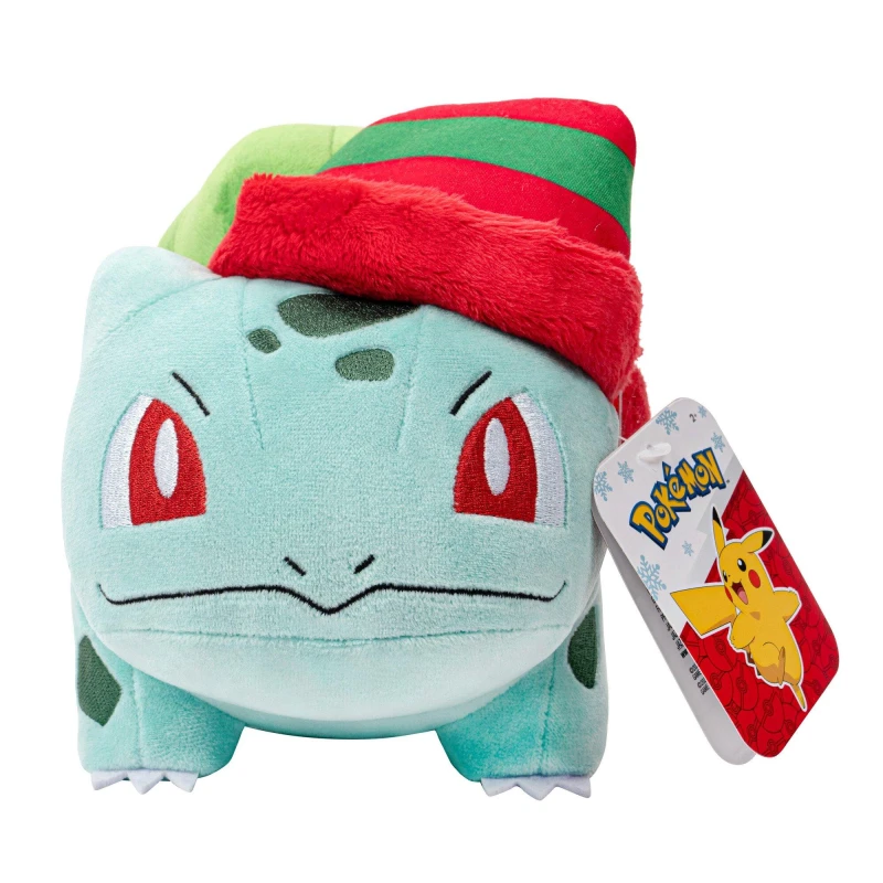 Image of Pokemon Bulbasaur Plush with Striped Hat - 8-Inch Bulbasaur Plush with Unique Accessory - Multi Multi One Size