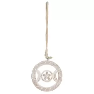 Image of White Wooden Hanging Triple Moon