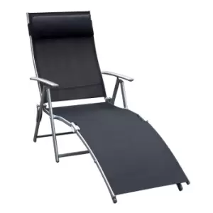 Image of Outsunny Foldable Recliner Sun Lounger w/ 7 Levels - Black