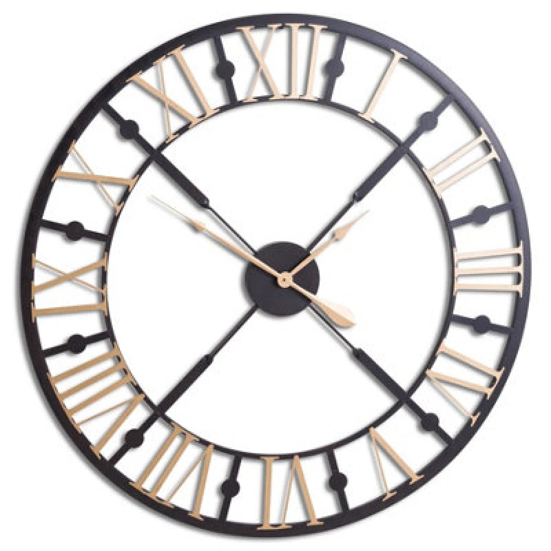 Image of Love Lace Black And Gold Skeleton Clock Black