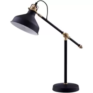 Image of Mia Standard Task Table Lamp with Black Shade, Adjustable Reading Spot Light, Modern Reading Lighting for Living Room or Office - Black / Black