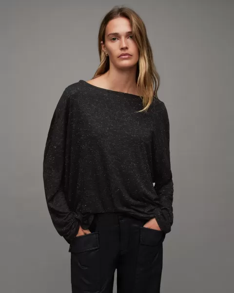 Image of AllSaints Rita Oversized Shimmer T-Shirt