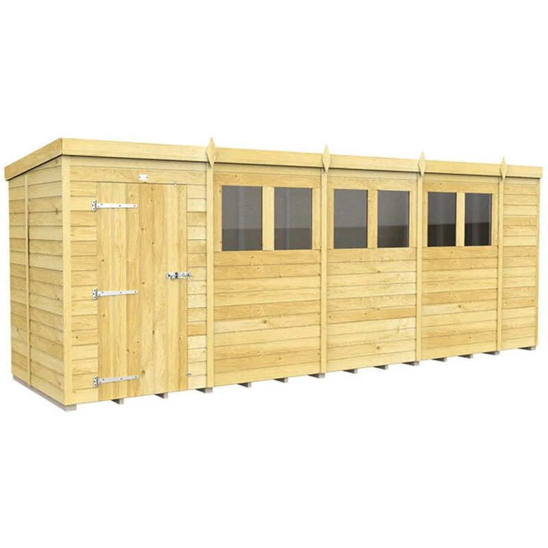 Image of Flat Pack Sheds DIY Sheds 18 x 5 Pent Shed, Brown 18X5PFF