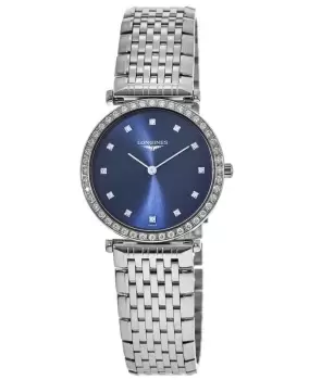Image of Longines La Grande Classique Quartz Blue Dial Diamond Stainless Steel Womens Watch L4.523.0.97.6 L4.523.0.97.6