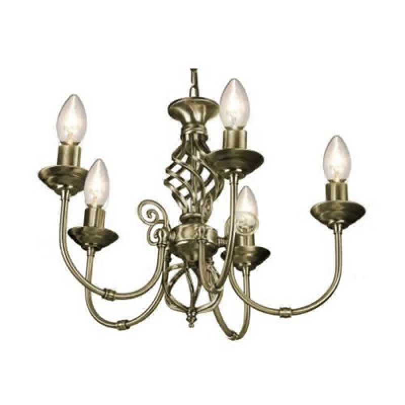 Image of Happy Homewares 5 Light Antique Brass Classic Knot Twist Chandelier Ceiling Light Fitting