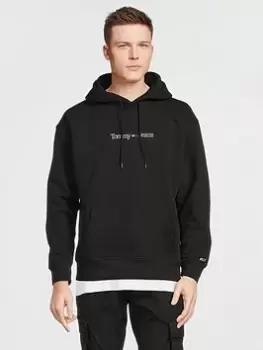 Image of Tommy Jeans TJM Linear Overhead Hoodie - Black, Size S, Men
