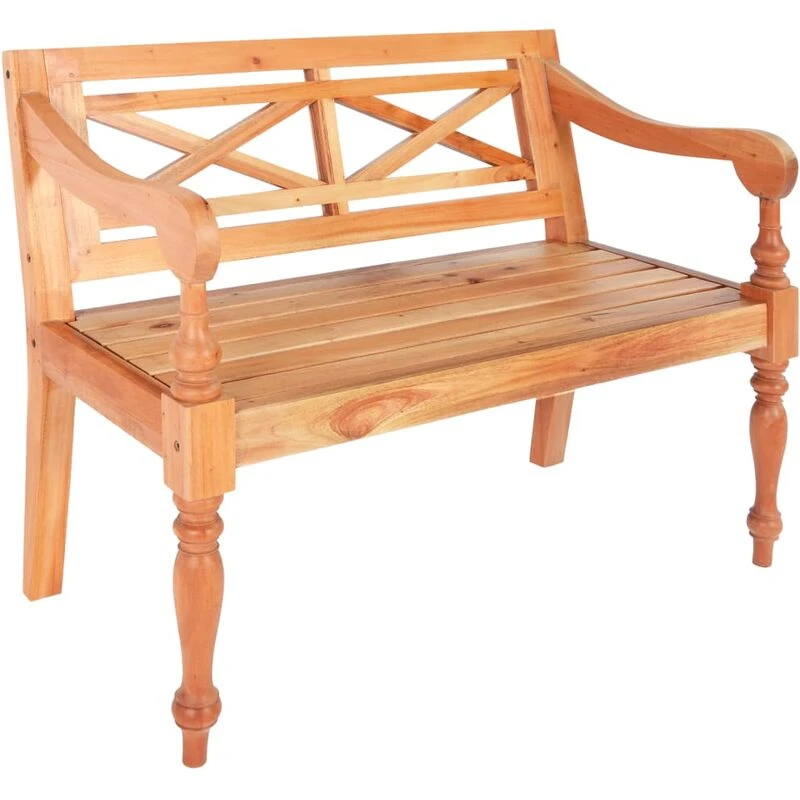 Image of vidaXL Solid Mahogany Wood Batavia Bench 98x50x82cm Light Brown Entryway Seat