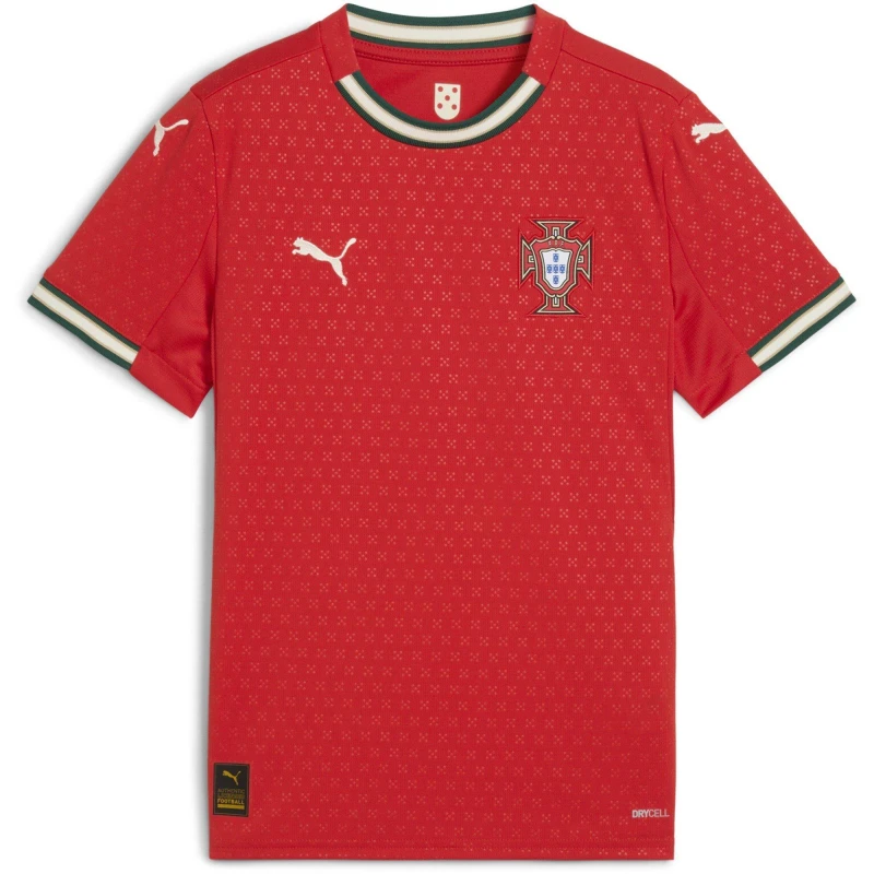 Image of Puma Portugal Home Shirt 2025 Juniors Red/Almond male 5-6 (XS)