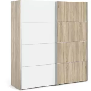 Image of Furniture To Go - Verona Sliding Wardrobe 180cm in Oak with White and Oak doors with 2 Shelves - Oak and White