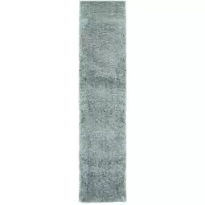 Image of Modern Very Soft Velvet Shaggy Silver Rug Deep Pile Home Carpet in 60x230cm (2'x7'7'') Runner