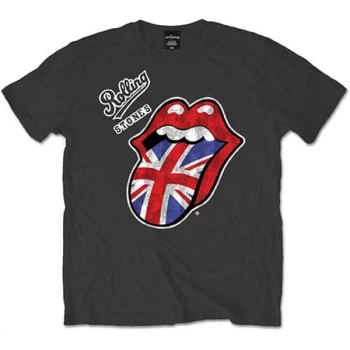 Image of Rolling Stones British Tongue Mens XX-Large T-Shirt - Charcoal