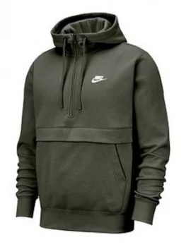 Image of Nike Club 1/2 Zip Hoodie - Khaki, Size S, Men