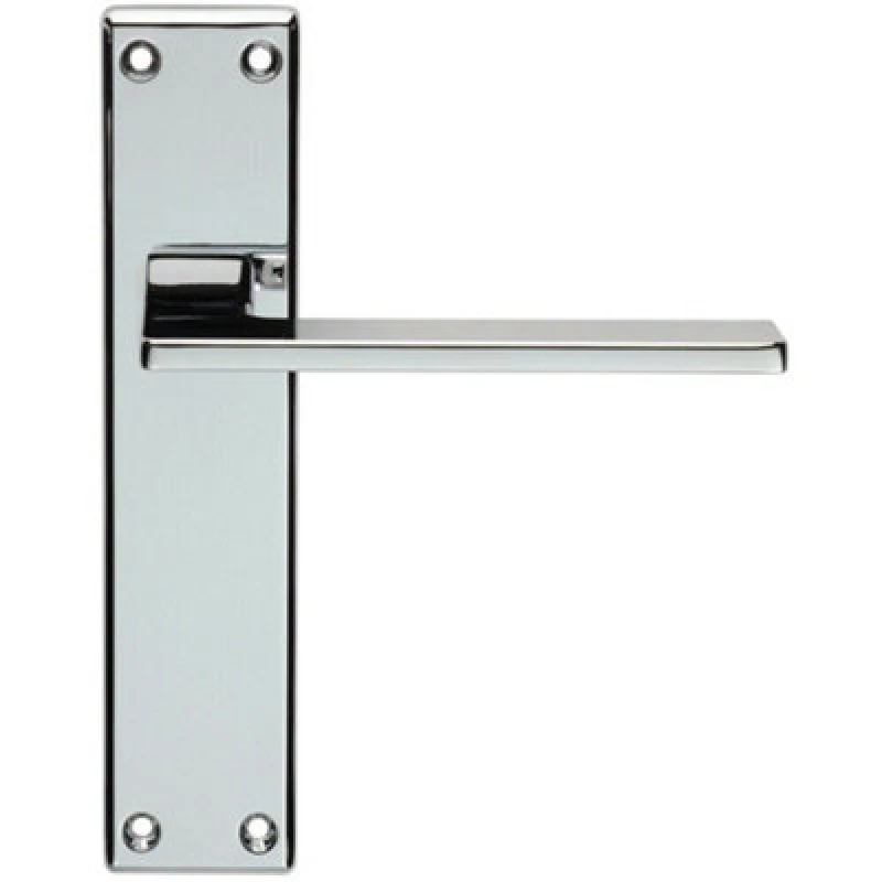 Image of Loops Flat Straight Lever on Latch Backplate Door Handle 180 x 40mm Polished Chrome Multi