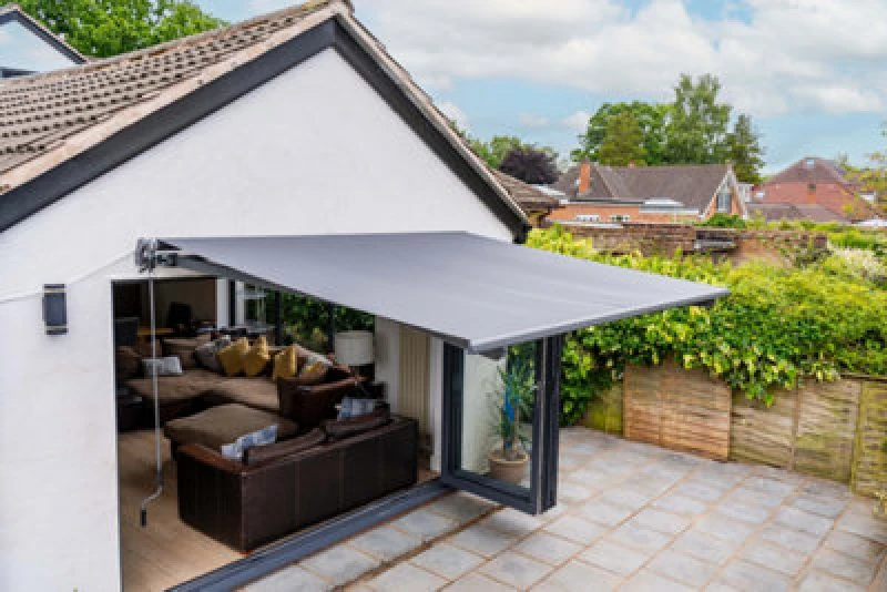 Image of Jack Stonehouse 3 X 2.5M Electric Awning With LED Lights - Aluminium Frame Retractable Sun Shade Canopy For Garden Patio Door Window - Dark Grey