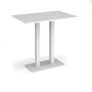 Image of Eros rectangular poseur table with flat white rectangular base and twin uprights 1200mm x 800mm - white