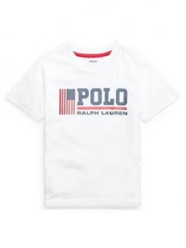 Image of Ralph Lauren Boys Short Sleeve Polo Colour Block T-Shirt - White, Size 3 Years