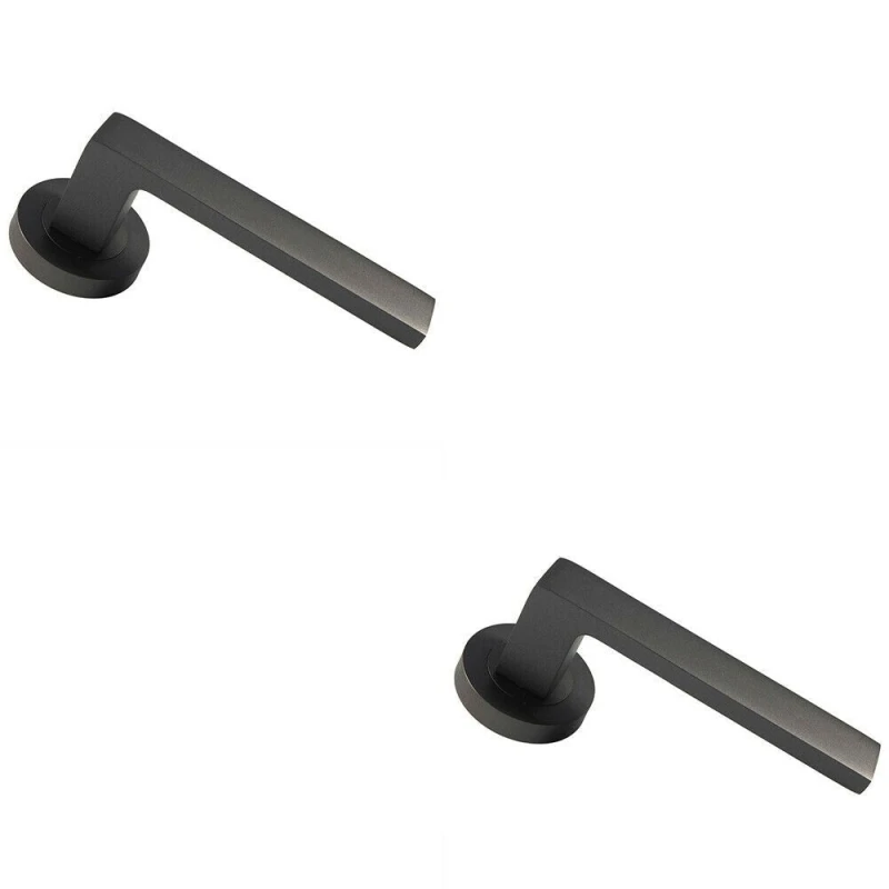 Image of Loops 2x PAIR Straight Square Handle on Round Rose Concealed Fix Matt Bronze Finish Multi