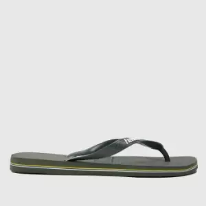 Image of Havaianas Dark Green Brasil Logo Sandals