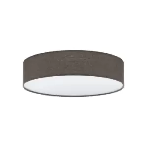 Image of Flush Ceiling Light Colour White Shade Brown White Fabric Linen Bulb E27 3x60W