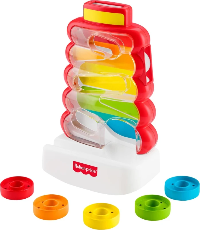 Image of Fisher-Price Baby & Toddler Toy Drop Through Rock-a-Stack Coin Drop Activity for Developmental Play Infants Ages 9+ Months JLB81