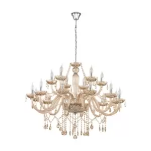 Image of Pendant Light Colour Chrome Shade Cognac Coloured Glass Bulb E14 18x40W