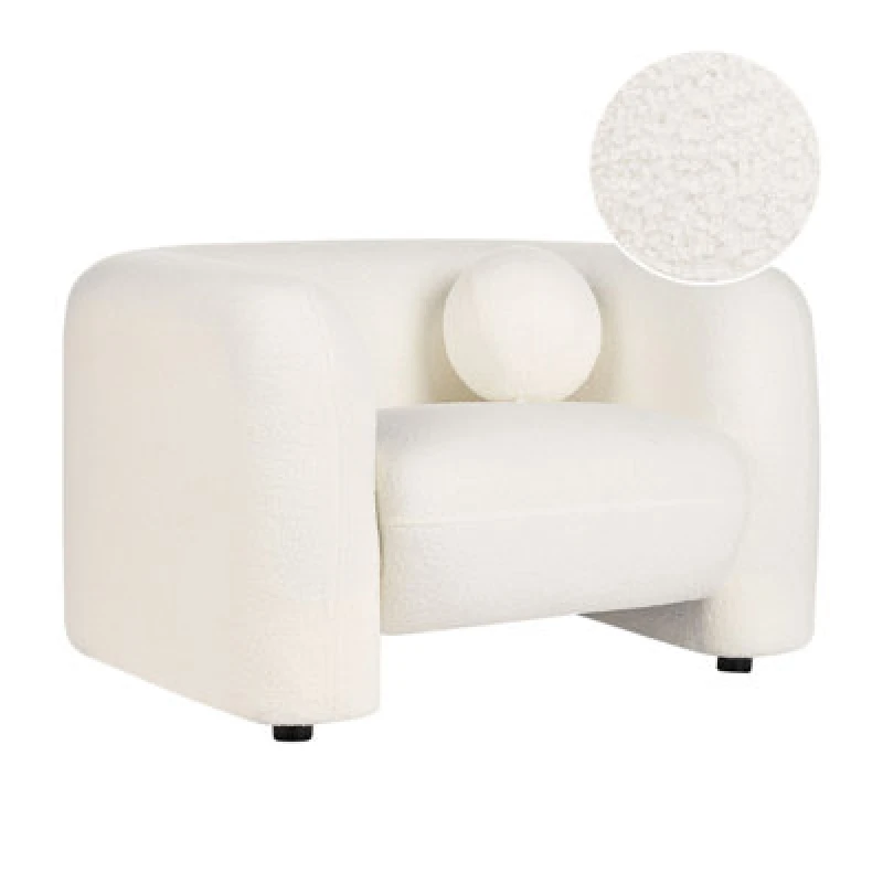 Image of Beliani Minimalist Boucle Armchair White Leiren